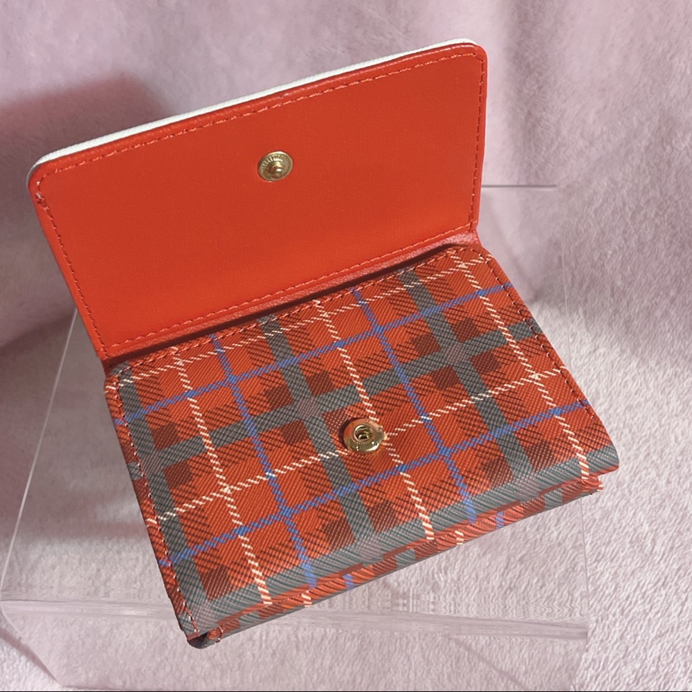 🎉2XHP!🎉 Sanrio Japan Hello Kitty Red Tartan Trifold Gamaguchi Wallet - Picture 7 of 14